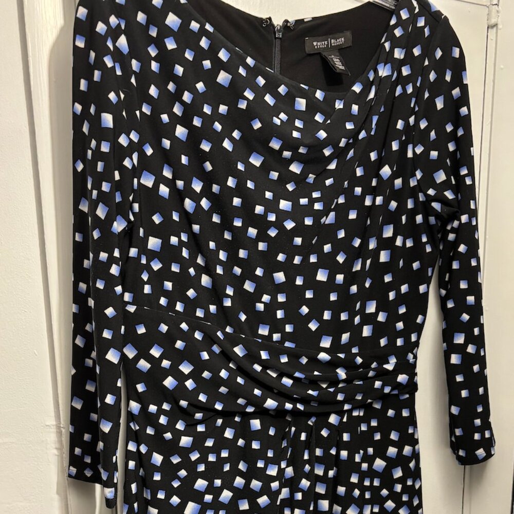 Stretch midi dress square pattern White House Black Market size 8